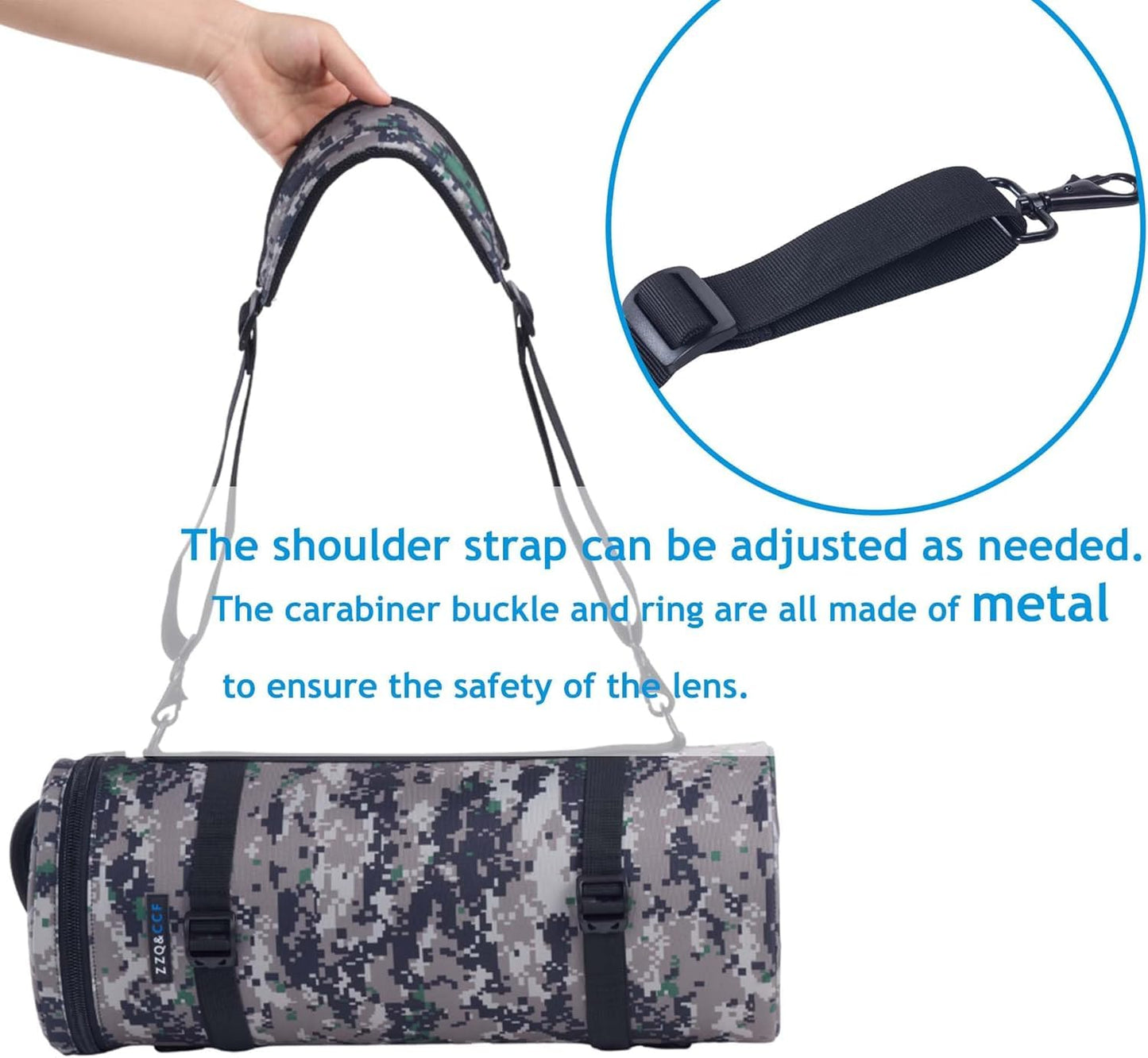 ZZQ&CCF Camera Lens Pouch Bag for Canon RF 200-800mm F6.3-9, Large Thick Lens Carry Bag, Water Resistant Protective Camera Lens Pouch