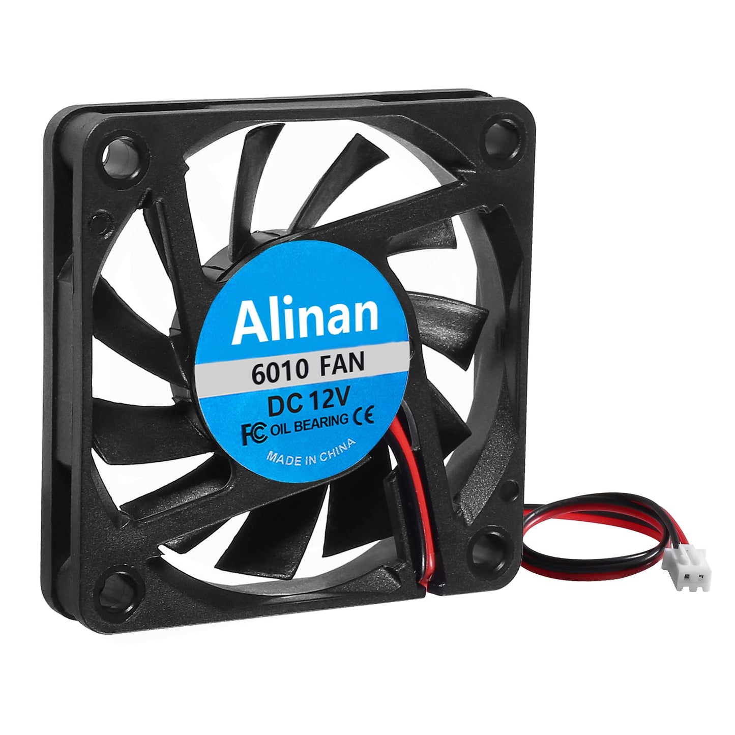 Alinan 4pcs 6010 12V Fan 60x60x10mm 2-pin Sleeve Bearing Brushless DC Cooling Fan for 3D Printer, Computer