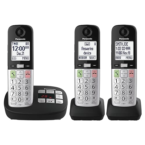 Panasonic Cordless Phone, Easy to Use with Large Display & Big Buttons, Flashing Favorites Key, Flashlight, Call Block, Volume Boost, Talking Caller