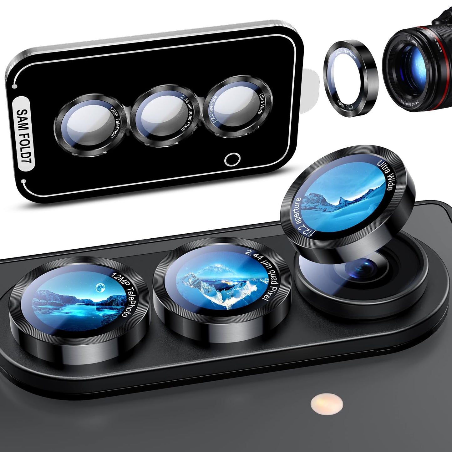 Uyiton for Samsung Galaxy Z Fold 7 Camera Lens Protector, Unique Design