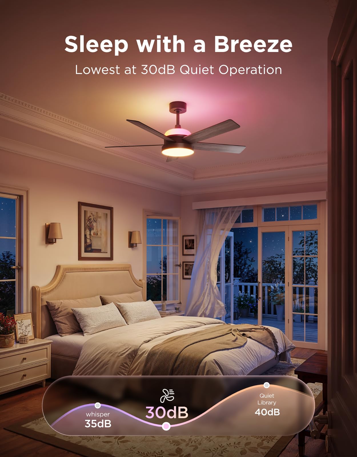 Govee Ceiling Fans with Lights and Remote, RGBIC Smart 52'' flush mount