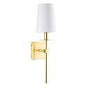 Linea di Liara Torcia Gold Wall Lighting with White Fabric Shade Modern Bathroom Bedroom Wall Lamp and Hallway Wall Light Fixtures Indoor Wall Sconce