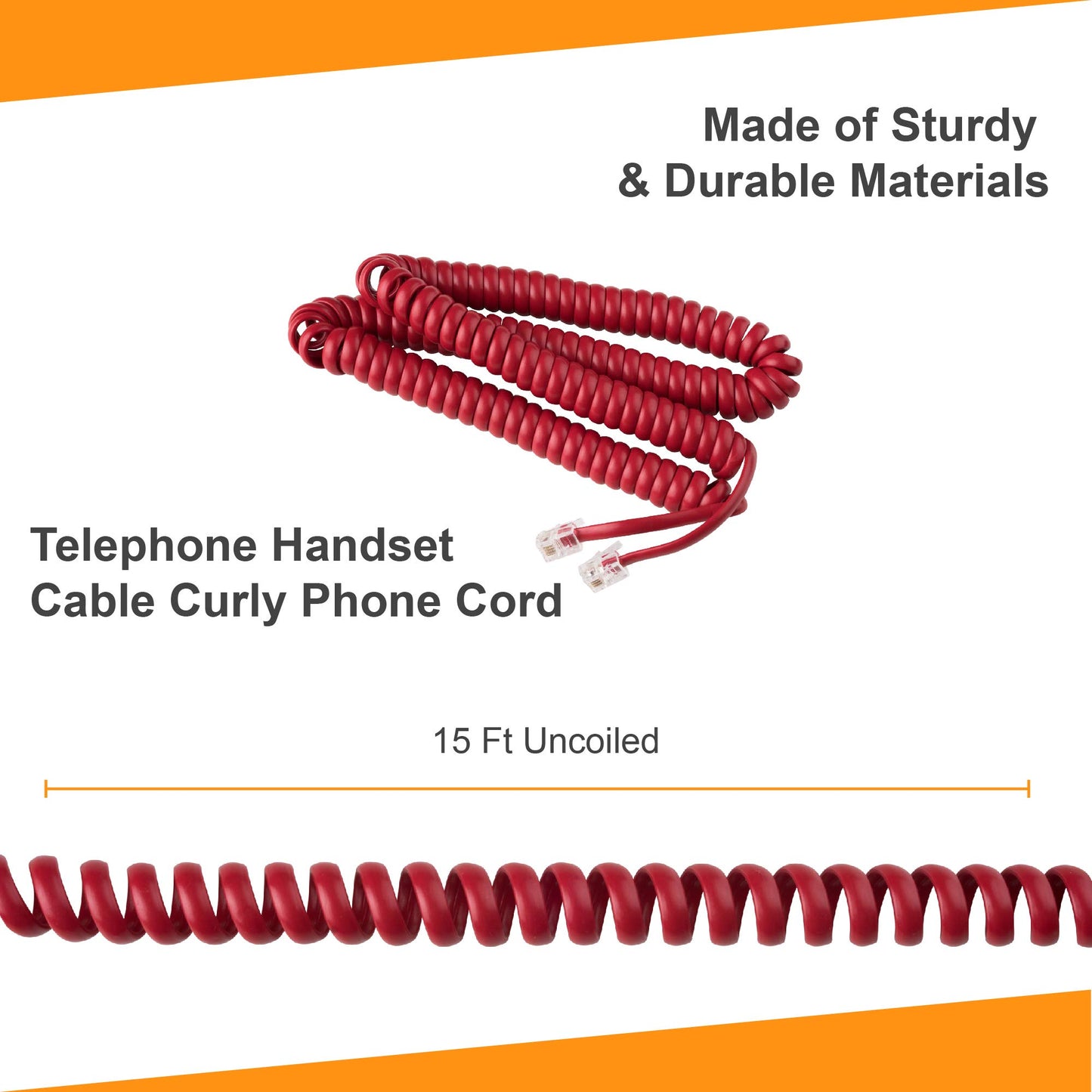 Phone Cord for Landline Phone - Tangle-Free, Handset Curly Telephones Land Line Cord - Easy to Use + Excellent Sound Quality - Telephone Cords