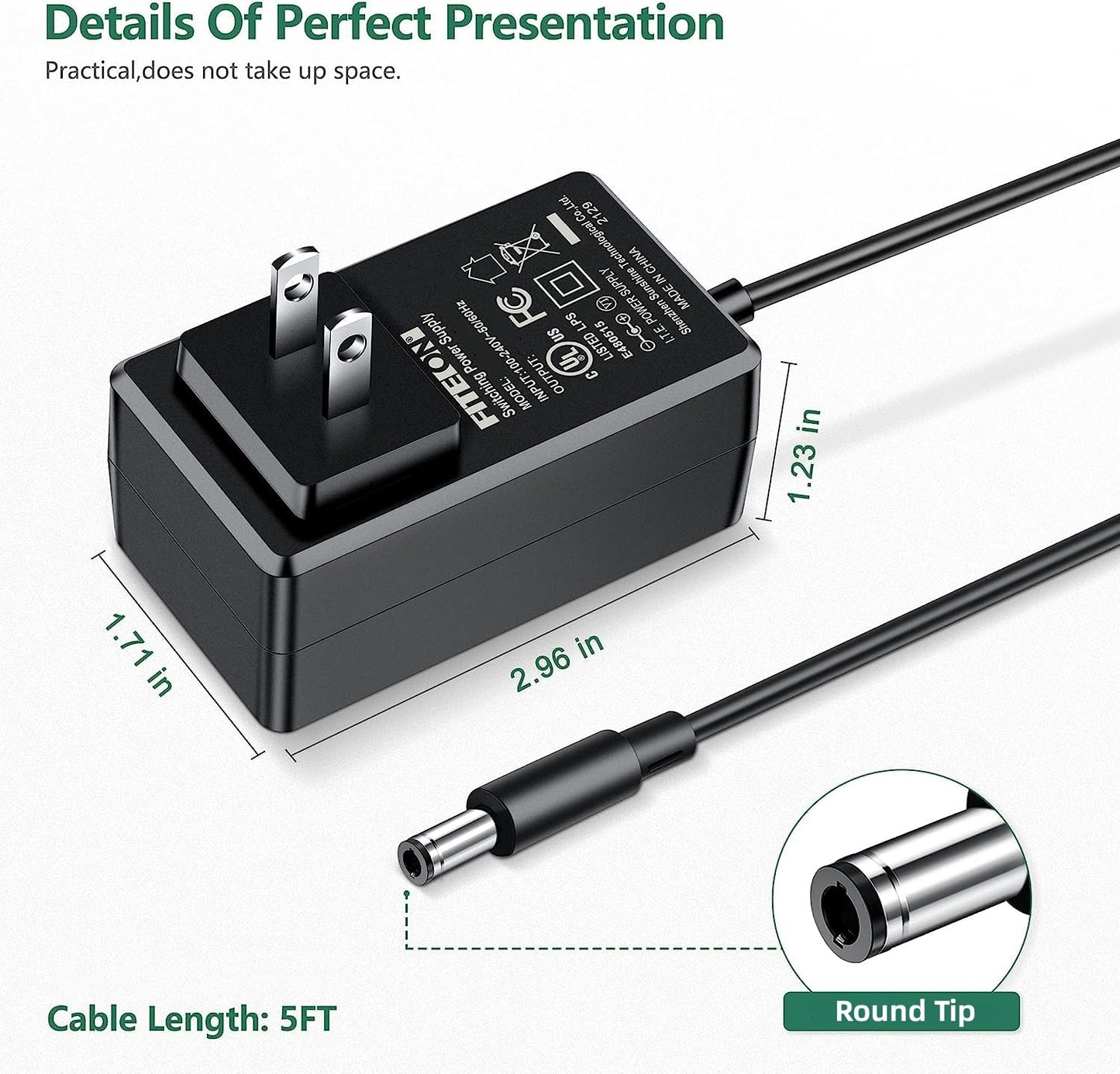 FITE ON 12V AC Adapter Compatible with Makita BMR100W BMR101W BMR100 BMR101 BMR 102 BMR102W BMR102; PRIVIA PX-130 PX-135 AD-A12150LW; Elmo 9419…