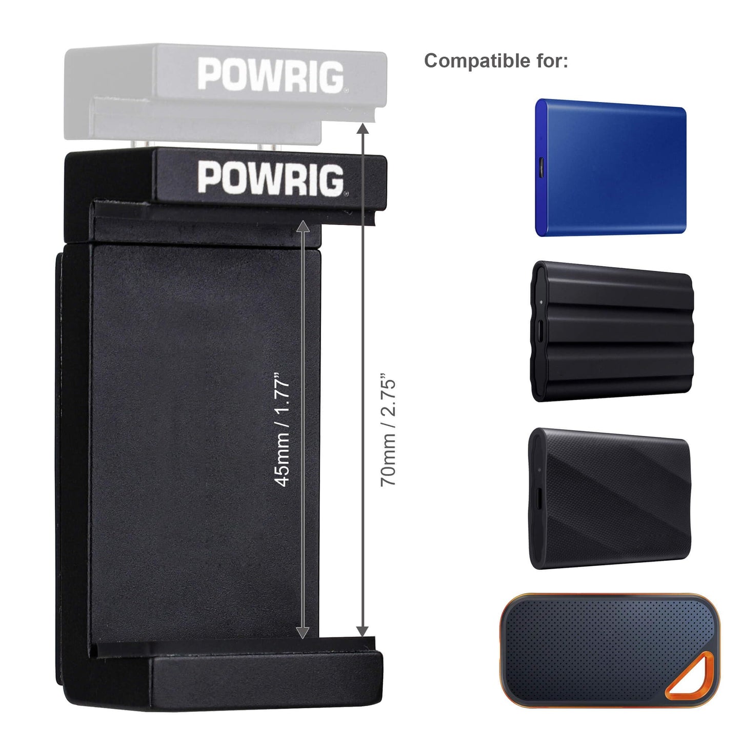 POWRIG SSD Mounting Bracket for External SSD Hard DriveT9, T5, T7 to Work for Laptop, MacBook, iMac, PC, PS5, Xbox