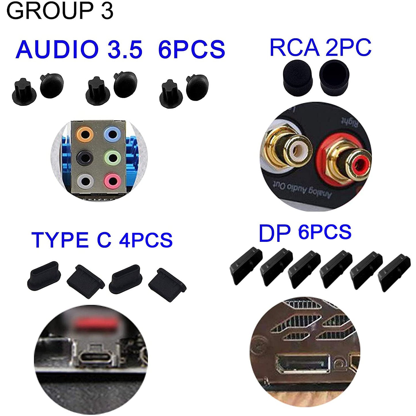 LAMPVPATH 52 PCS Anti-dust Plugs Laptop Port Dust Plugs, Commonly Used 13 Types of Laptop Computer Port Dust Covers Stoppers (52 PCS in 13 Commonly