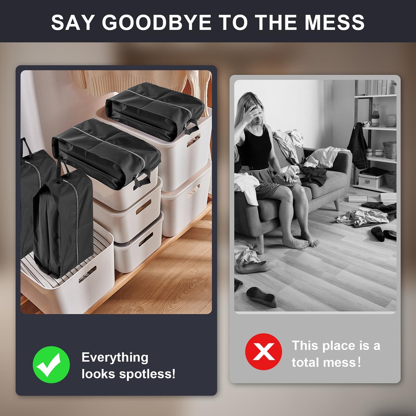 4-Pack Travel Shoe Bags – Durable, Reusable, Waterproof Storage with Smooth Zipper, Portable Packing Essentials for Travel