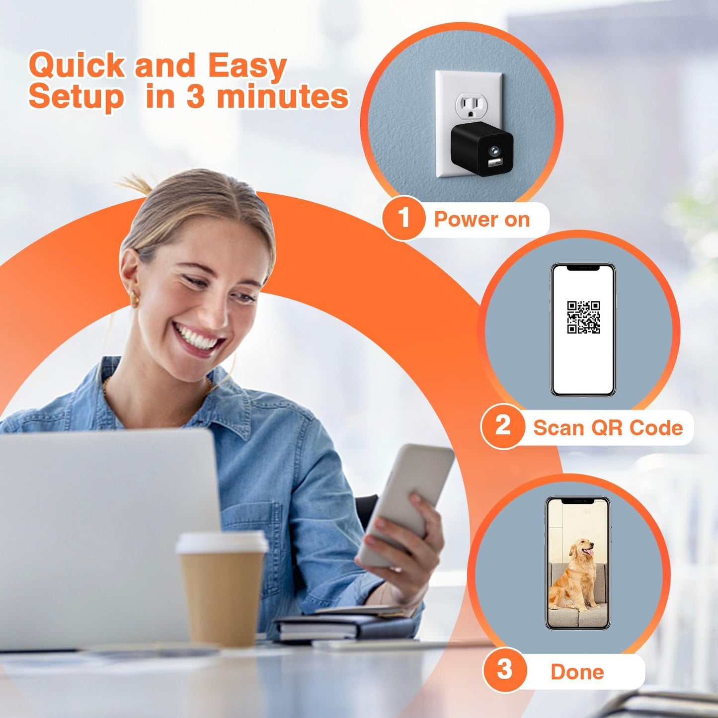 XXAXX 4K Ultra HD WiFi Security Camera, Stream to Phone, Motion Detection, SD Card Slot, Phone App, Video-Only