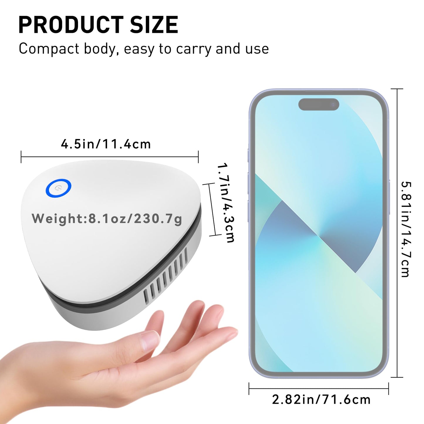 VTAR Portable Ozone Machine Generator for Home, Hunting Gear, Rechargeable Ozone Machine for Clothes, Bags, Cars, Closets and Small Spaces, Odor