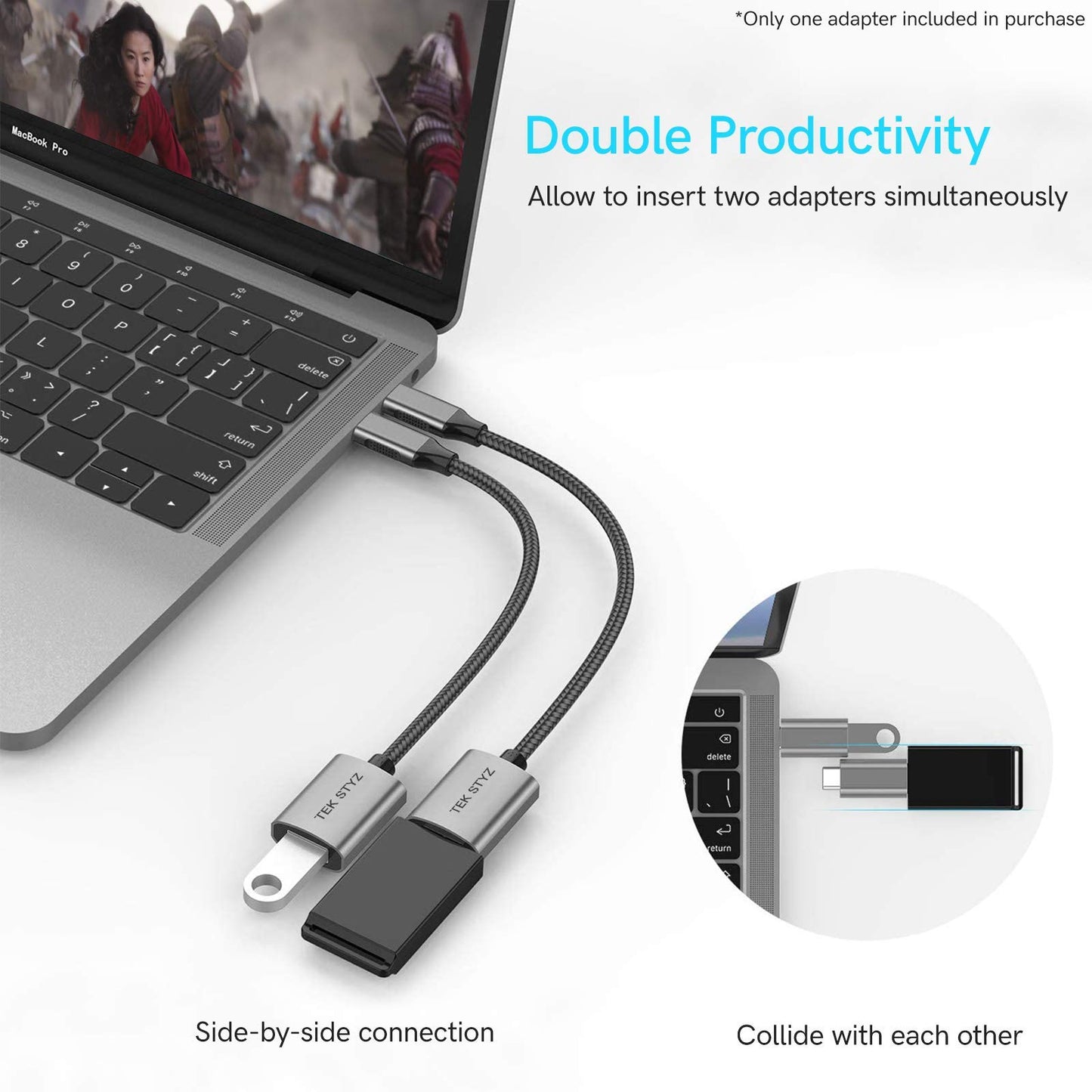 Tek Styz USB-C USB 3.0 Adapter Works for Samsung Galaxy Note 20/Ultra/Edge/5G/Note20 OTG Type-C/PD Male USB 3.0 Female Converter. (5Gbps)
