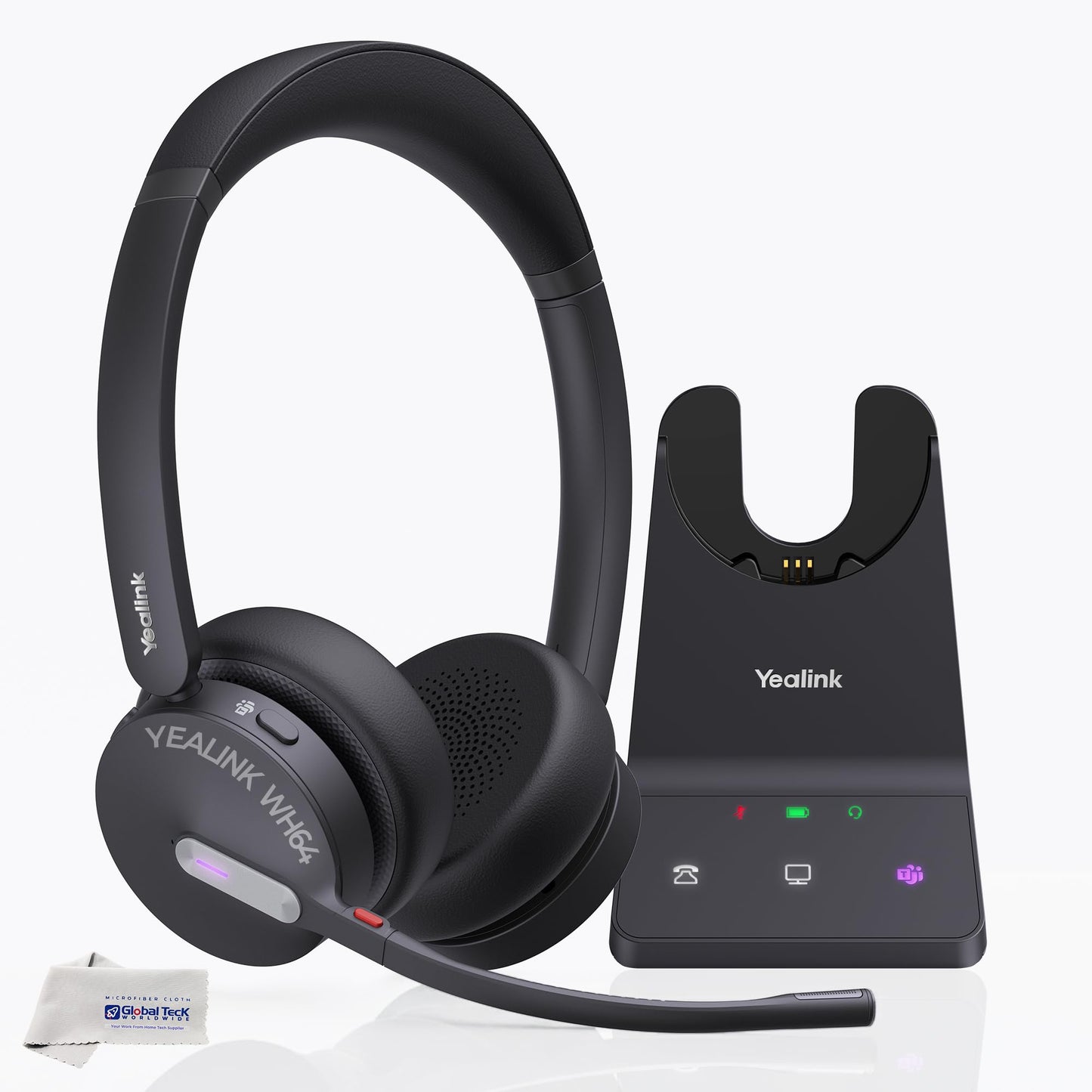 Yealink WH64 Wireless DECT Headset & Bluetooth MS Duo, Teams & Zoom Compatible, Acoustic Shield 2.0, 3-Mic Noise Cancellation, All-Day Comfort, Plug…