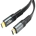 BlueRigger 4K Flat HDMI Cable (20FT) - (4K 60Hz, Ultra HD, 18Gbps High Speed, HDR 10+, Wall Mount Slim HDMI Cord, eARC, Dolby Vision & Atmos)