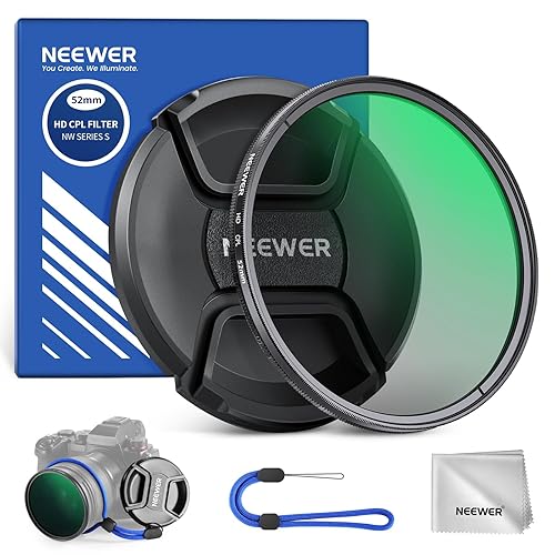 NEEWER 52mm CPL Filter with Lens Cap, Ultra Thin Circular Polarizing Filter, Nano Coating, HD Optical Glass for Camera Lens, Reduces Reflection