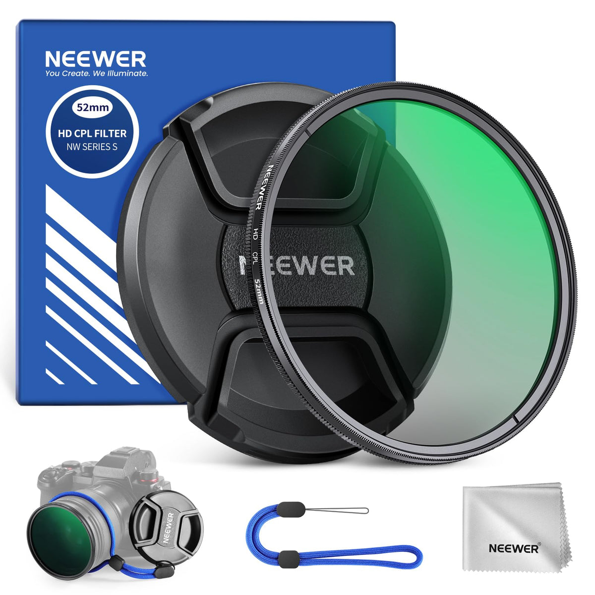 NEEWER 52mm CPL Filter with Lens Cap, Ultra Thin Circular Polarizing Filter, Nano Coating, HD Optical Glass for Camera Lens, Reduces Reflection