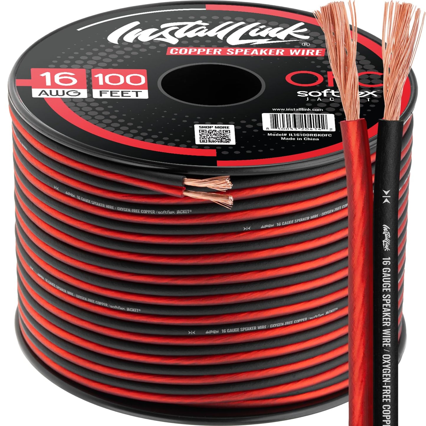 Install Link 16 AWG Gauge Speaker Wire (OFC) Cable Stereo, Car or Home Theater (100 Feet)