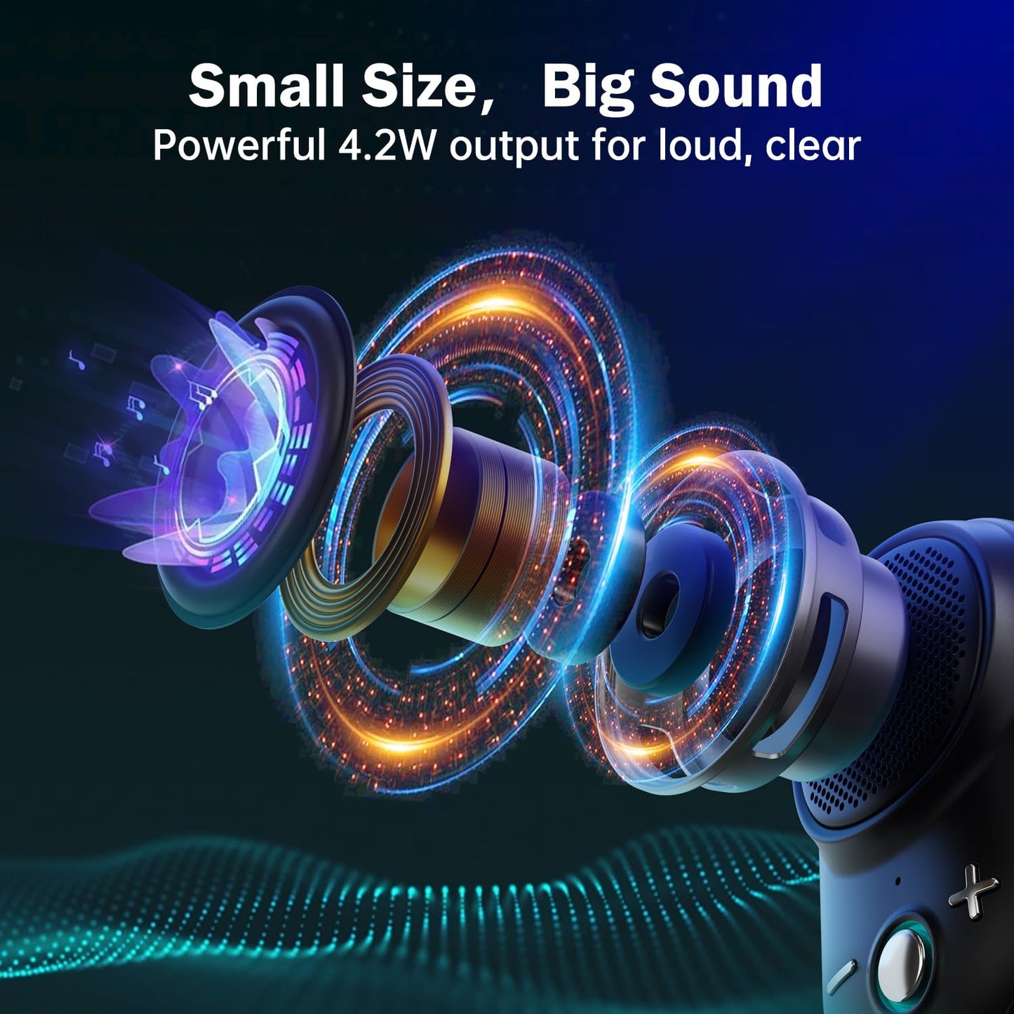 Divoom Itour-S Wearable Bluetooth Speaker, IP67 Waterproof Dustproof, Portable Small Clip-On Bluetooth Speaker, 10H Playtime, for Kitchen, Work