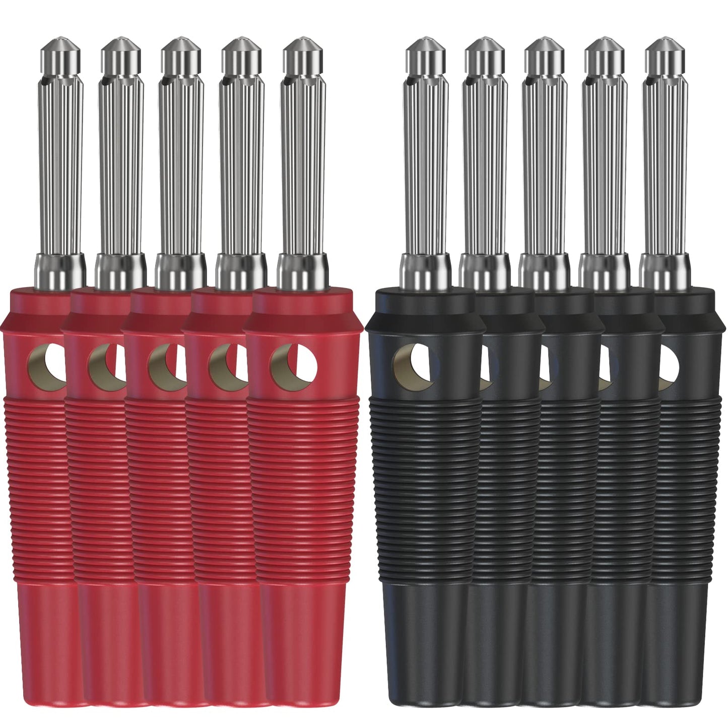 DIYhz 10Pcs 32A High Current Screw Type 4mm Banana Plugs Male Stackable Connector Speaker Cable Adapter for Speaker (5 Red+5 Black)