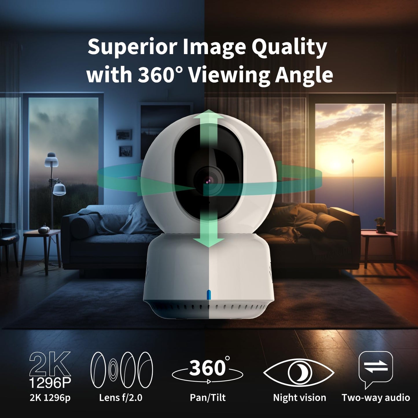 Aqara 2K Indoor Security Camera E1, Pan & Tilt, HomeKit Secure Video Indoor Camera, Two-Way Audio, Night Vision, Person Tracking, Wi-Fi 6, Plug-in Cam