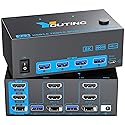 KCEVE 8K KVM Switch 3 Monitors 2 Computers HDMI DP, USB 3.0 KVM Switch Dual Monitor 4K@144Hz 8K@60Hz for 2 Computer Share Keyboard Mouse, with Power