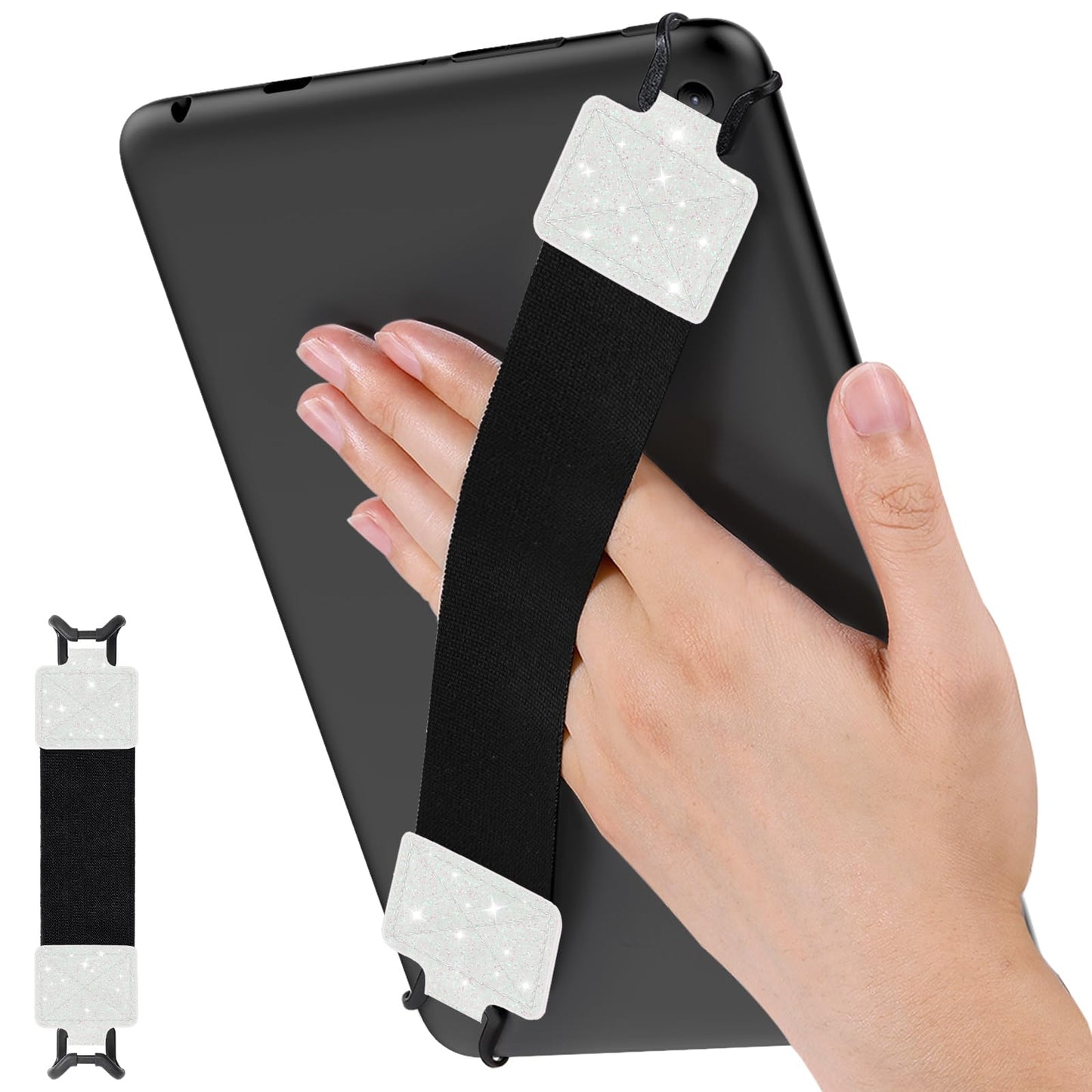 MoKo Security Hand-Strap for 9-11 Inch Tablet, iPad/IP-ad Pro/iPad Air/Kindle Fire HD/Samsung, Black High-Elasticity Versatile Hand Strap Lightweight