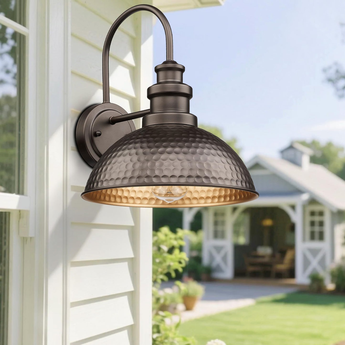 Outdoor Barn Light Fixture, 11.5” Farmhouse Exterior Wall Sconce, Industrial Wall Mount Porch Light, Weather Resistant Outside Lighting for Patio