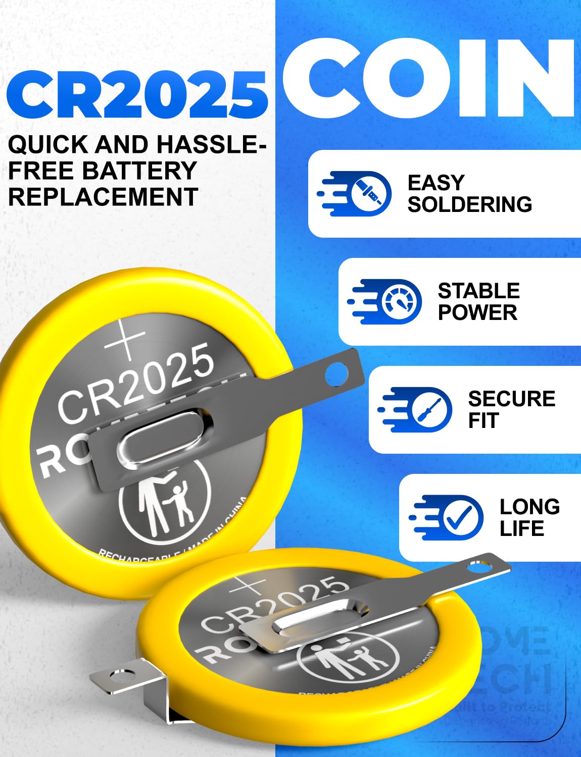 Rome Tech 3V CR2025 Batteries with Solder Tabs + Screwdriver Security Bit Set. Compatible with Silver, Blue, Gold, Crystal Gameboy Cartridge, Zelda…