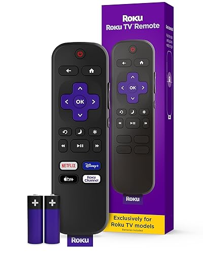Roku TV Remote Control (Official Manufacturer Product) - Simple Setup, & Pre-Set App Shortcuts - Replacement Remote Compatible with RokuTV Models ONLY