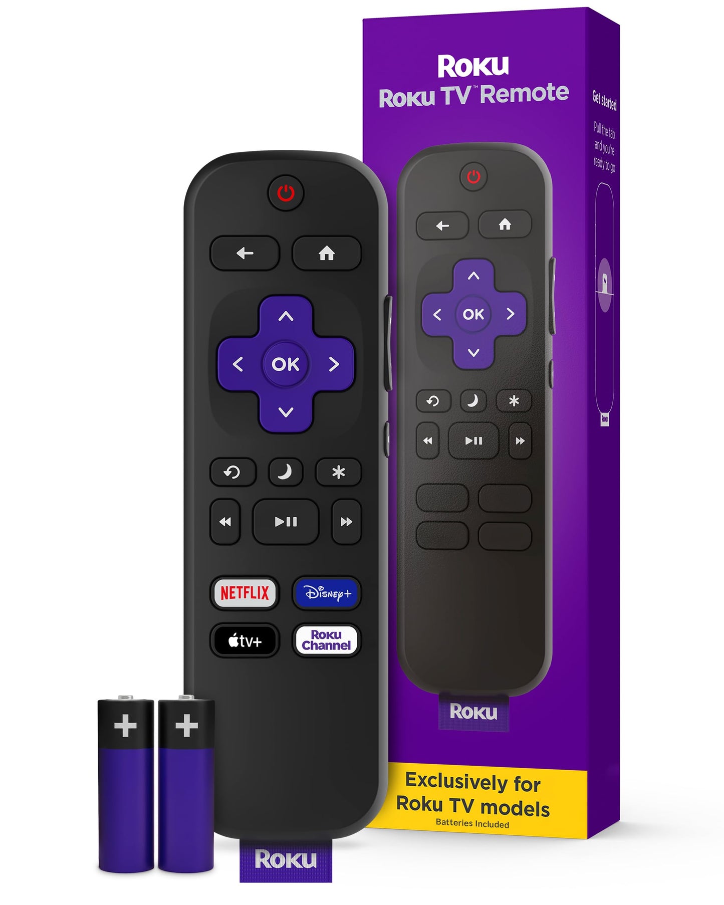 Roku TV Remote Control (Official Manufacturer Product) - Simple Setup, & Pre-Set App Shortcuts - Replacement Remote Compatible with RokuTV Models ONLY
