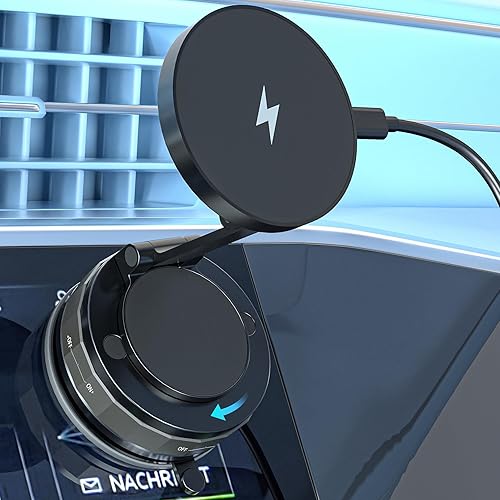 15W Magnetic Wireless Car Charger ,Mag Safe Car Mount Charger Fast Magnet iPhone Charging 360°Adjustable Phone Holder with Stronger Magnetic & Suction