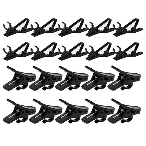 Lapel Mic Clip on Shirt Microphone Metal Tie and Plastic Wire Clips for Recording Video (20 Pcs)