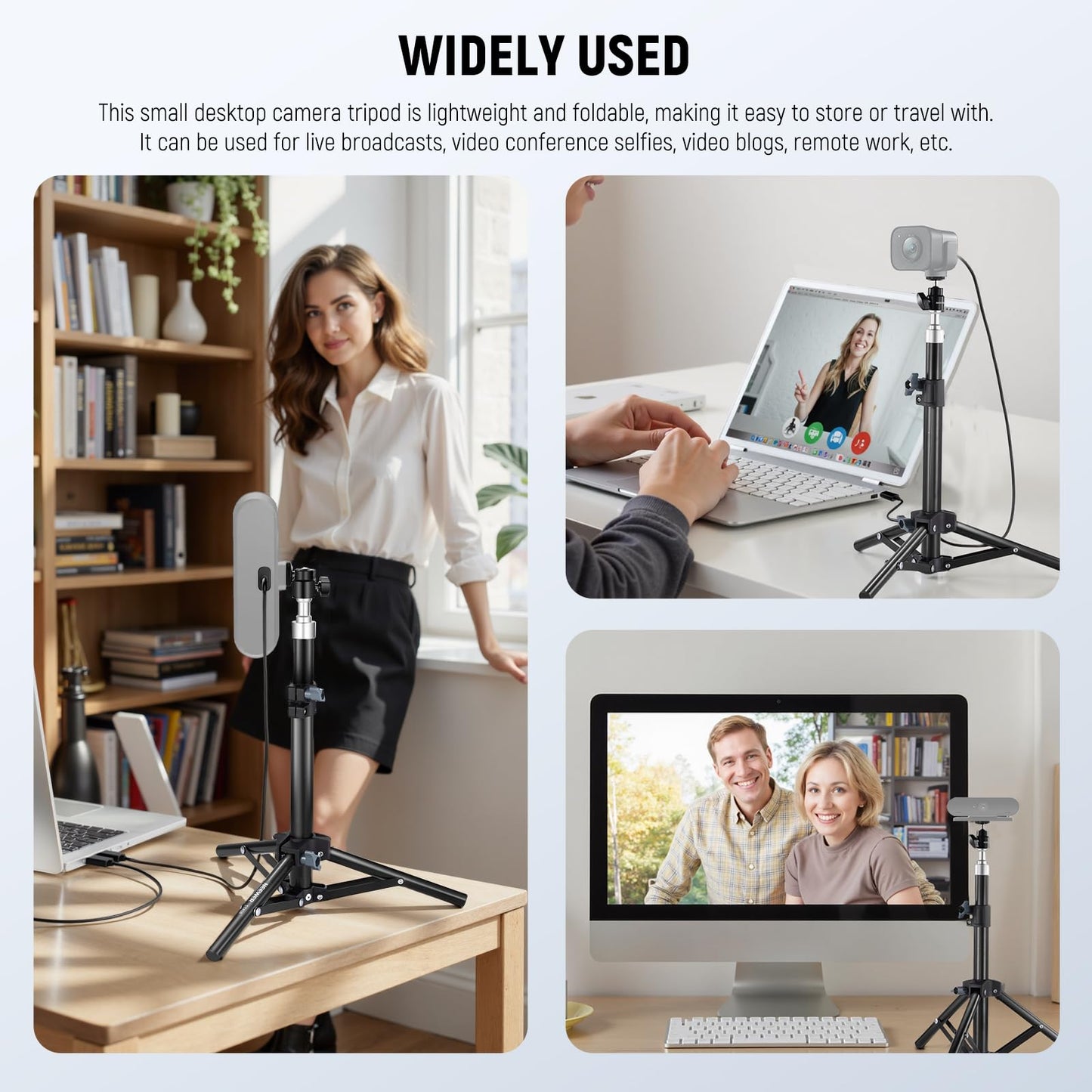 NEEWER Webcam Stand Tripod for Desk, Mini Desktop Tripod with Cell Holder Compatible with Logitech Anker Emeet Webcam Ring Light for Video Recording