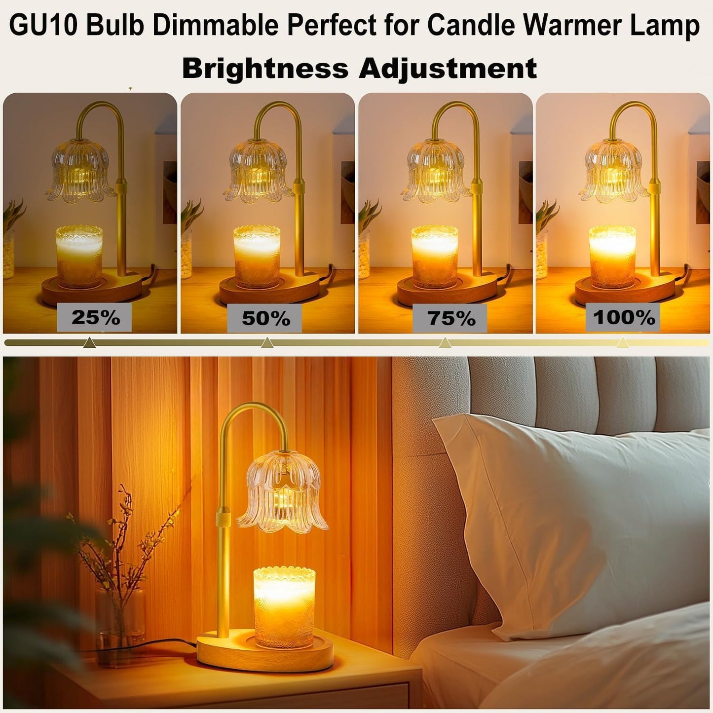 Vinaco GU10+C 120V 50W Halogen Bulbs, 6Pack MR16 Dimmable for Candle Warmer