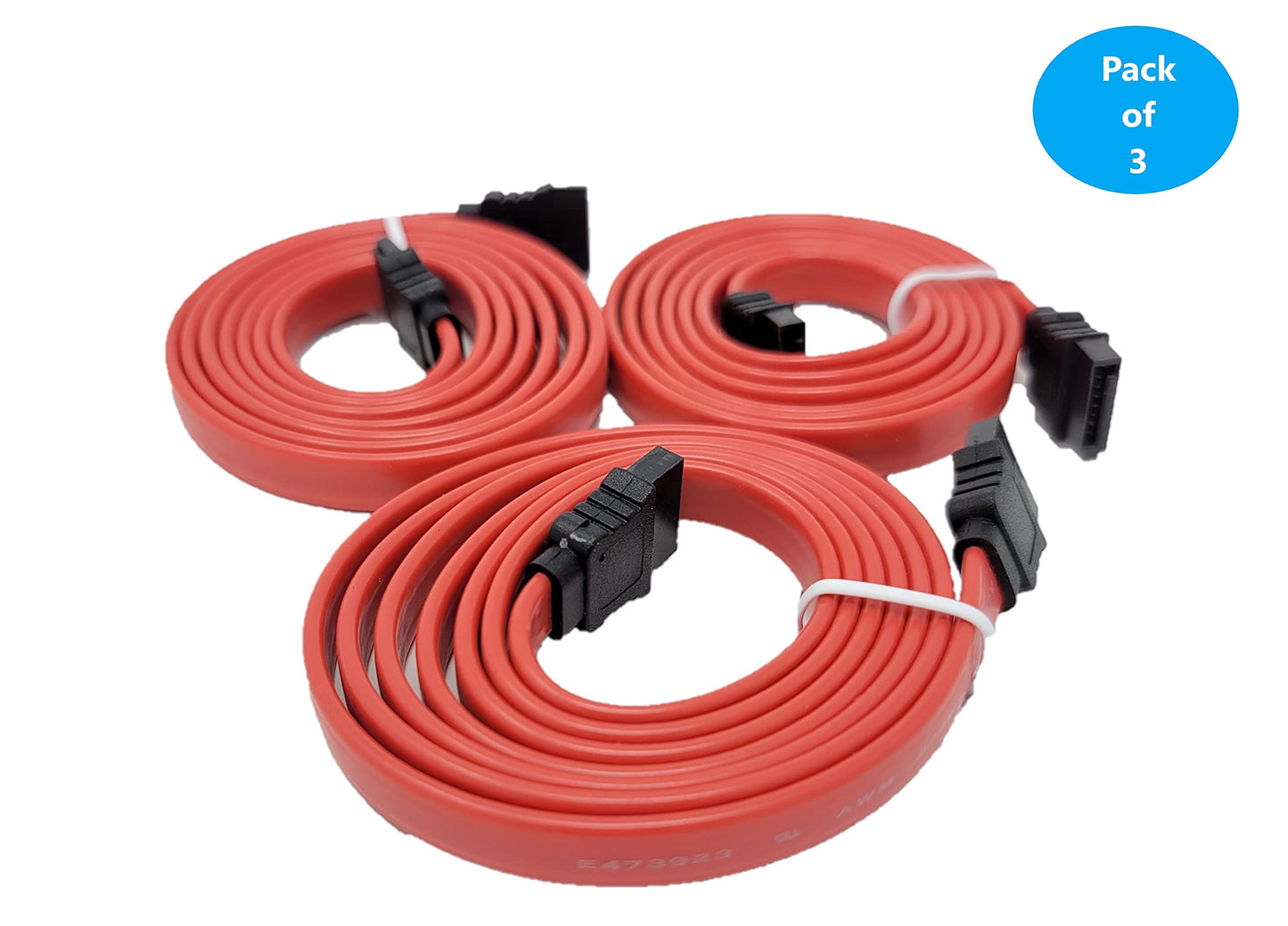 Micro Connectors 1 Meter SATA III Straight Data Cable 3-Pack (F03-152-3P)