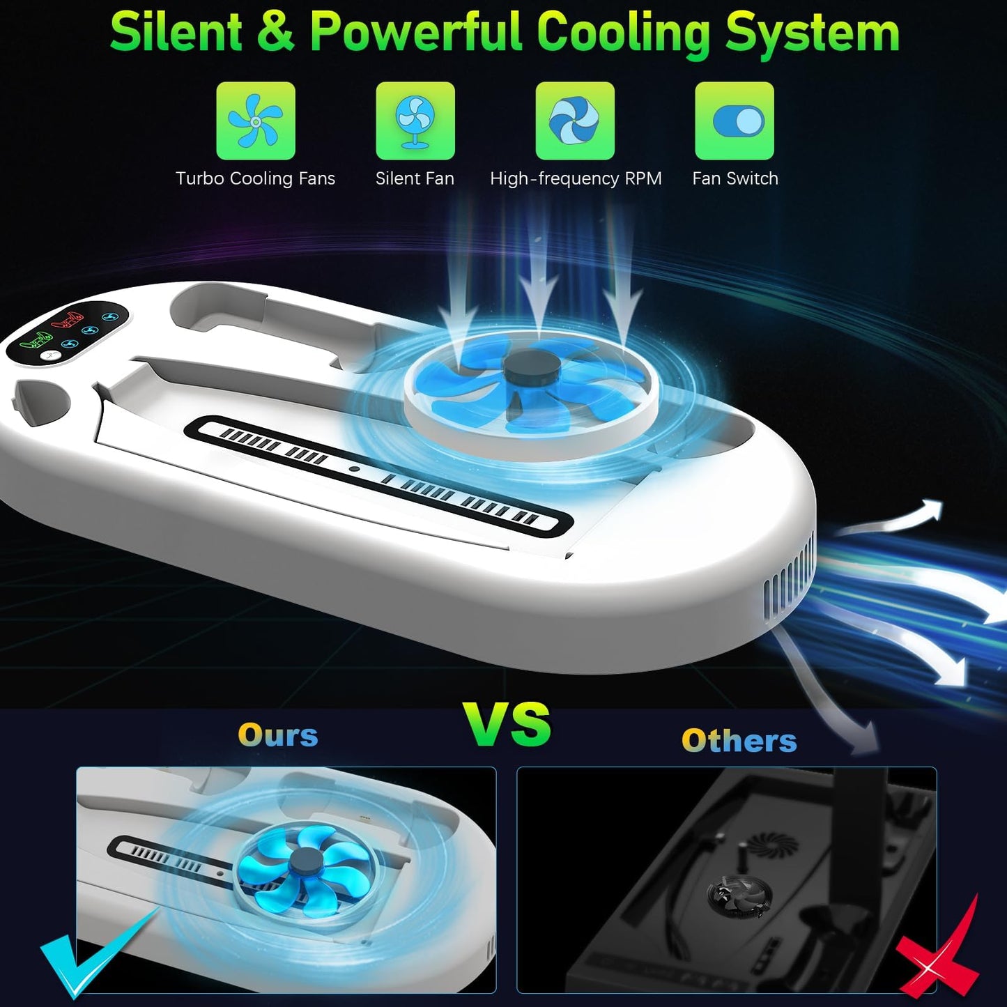 AMZDM PS5 Stand Cooling Station with Dual PS5 Charging Station & Controller Charger, White