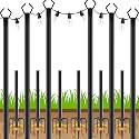AHRLHR 6 Pack String Light Poles, Outdoor String Light Pole 10 ft Forked Metal Light Pole with Adjustable Outdoor Light Stand, Deck, Backyard, Garden
