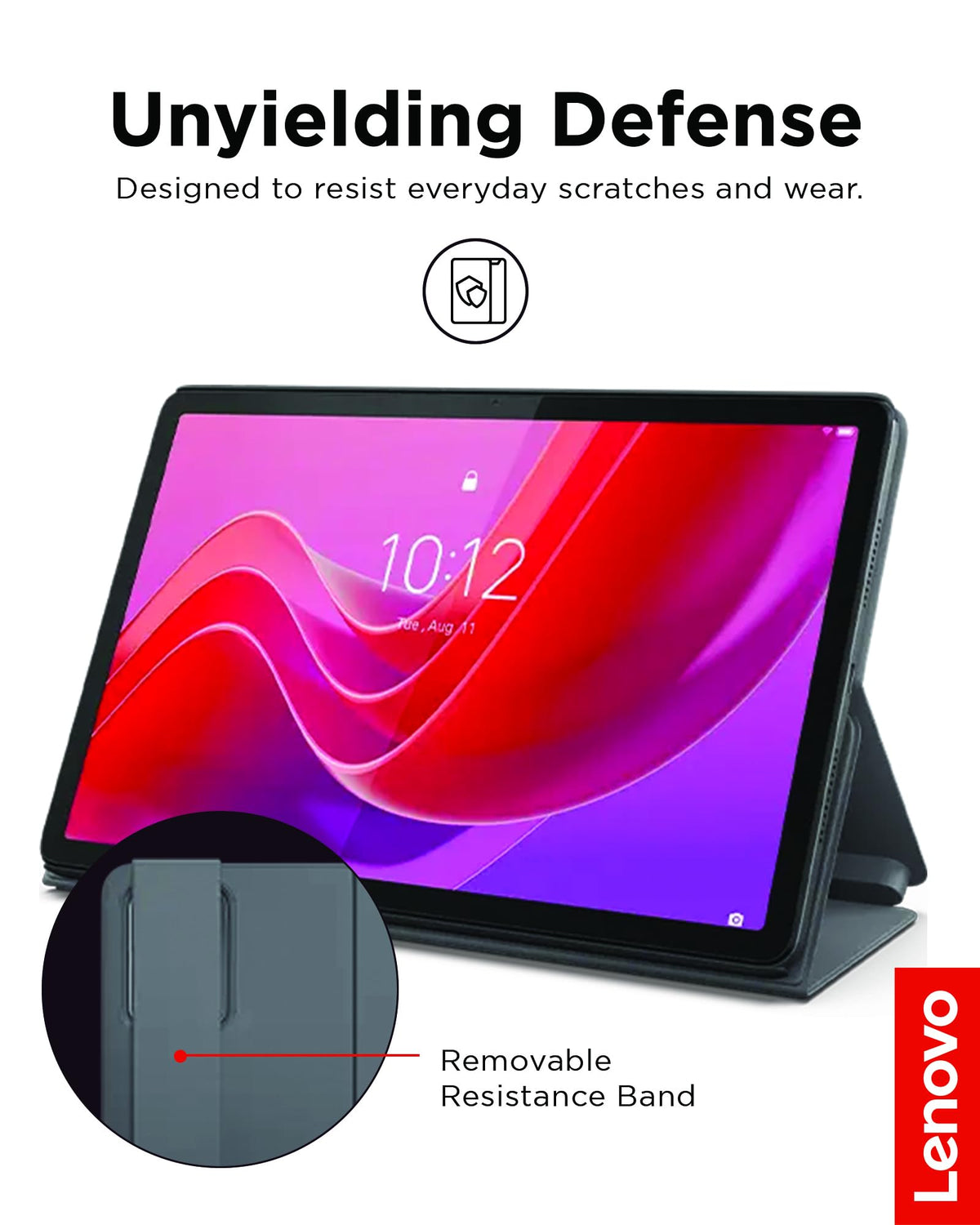Lenovo Folio Case for Tab M11 - Tablet Protector with Built in Pen Holder, Security Band & Convertible Stand - Luna Grey