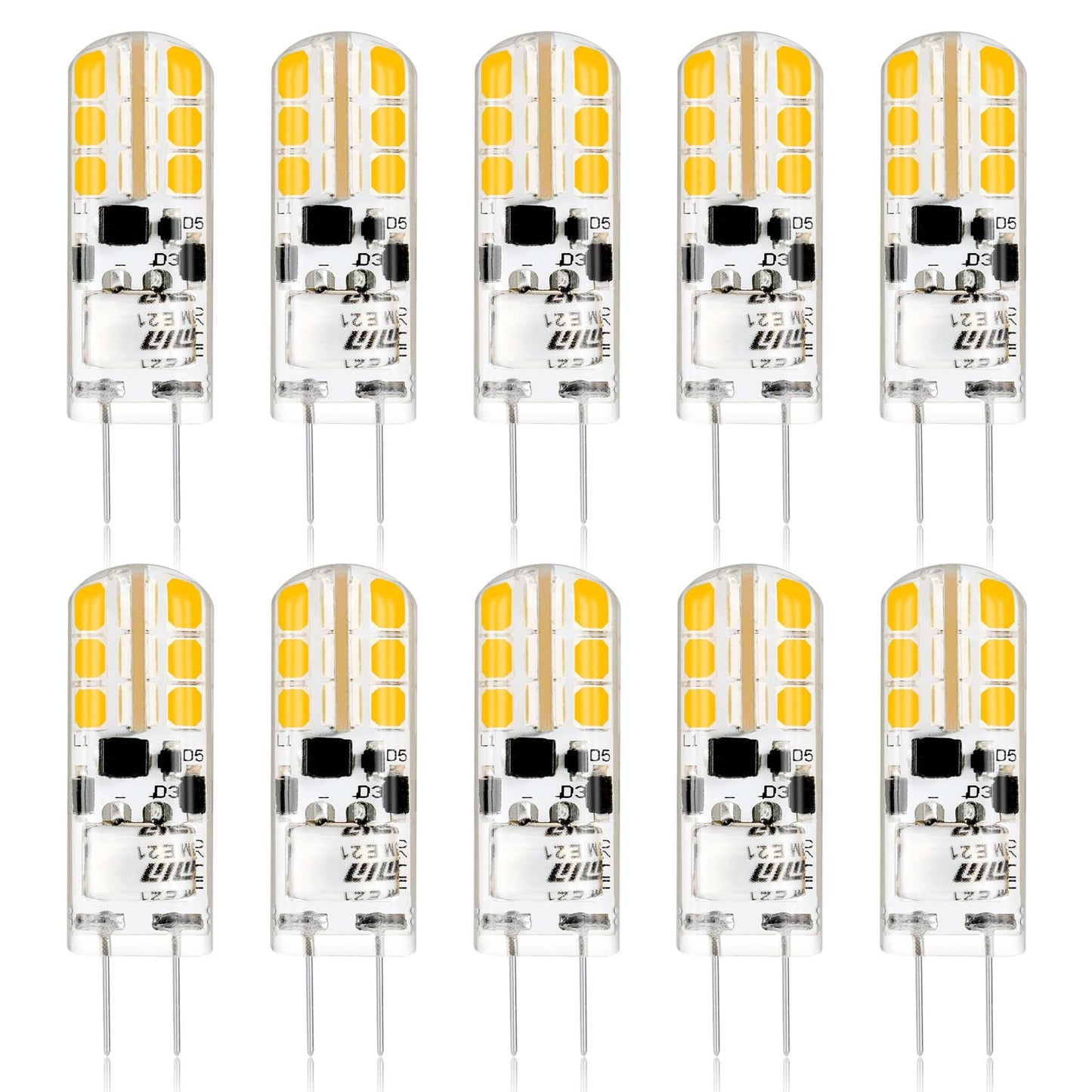 YUIIP G4 LED Bulb 2W, 12V JC G4 Bi Pin Bulb, 20W Halogen Bulb Replacement, Warm White 2700K G4 LED Light Bulbs for Under Cabinet Puck Light
