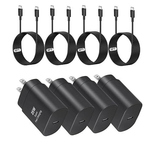 25W Type C Charger?4 Pack Fast Charging USB C Chargers Block Fast Wall Chargers for Samsung Galaxy S25/S24/S23 S22/S21Ultra/S20/S20 Ultra/Note 20