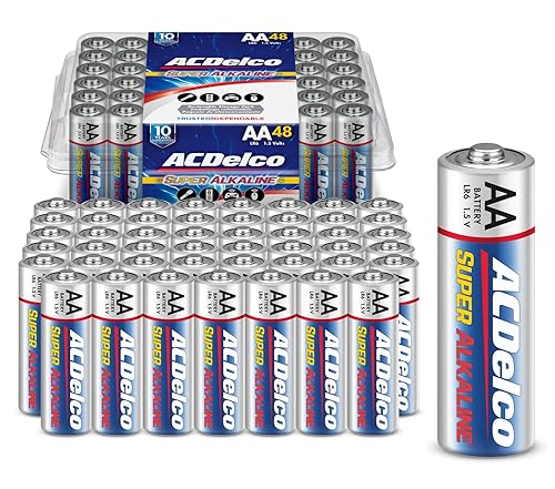 ACDelco 48-Count Double AA Batteries, Maximum Power Super Alkaline Battery, 10-Year Shelf Life, Reclosable Packaging