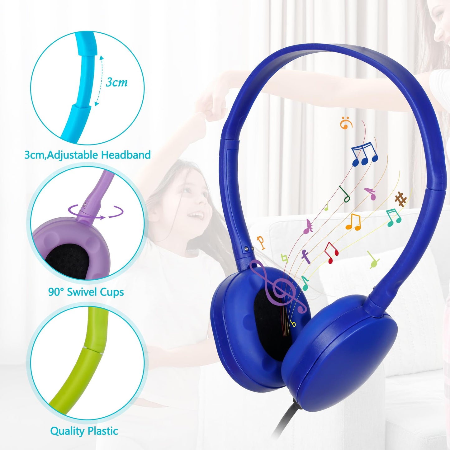 TJZXGUI Headphones Bulk 24 Pack for Classroom School,Wholesale Earphones Class Set for Students Teens and Adult Multi Color (12 Colors)