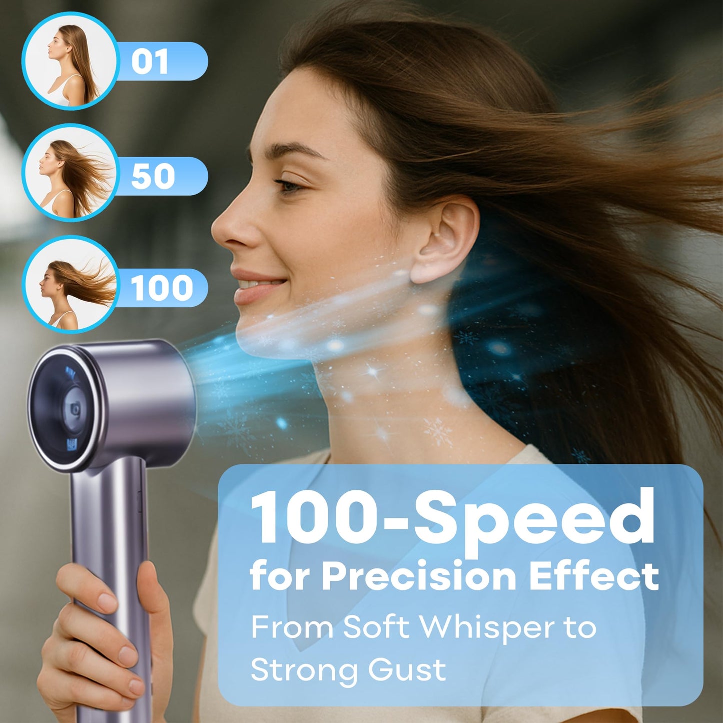 Portable Handheld High Speed Turbo Fan for Indoor/Outdoor,4000mAh Handheld Personal Pocket Fan for Powerful Airflow,15Hrs,100 Speeds