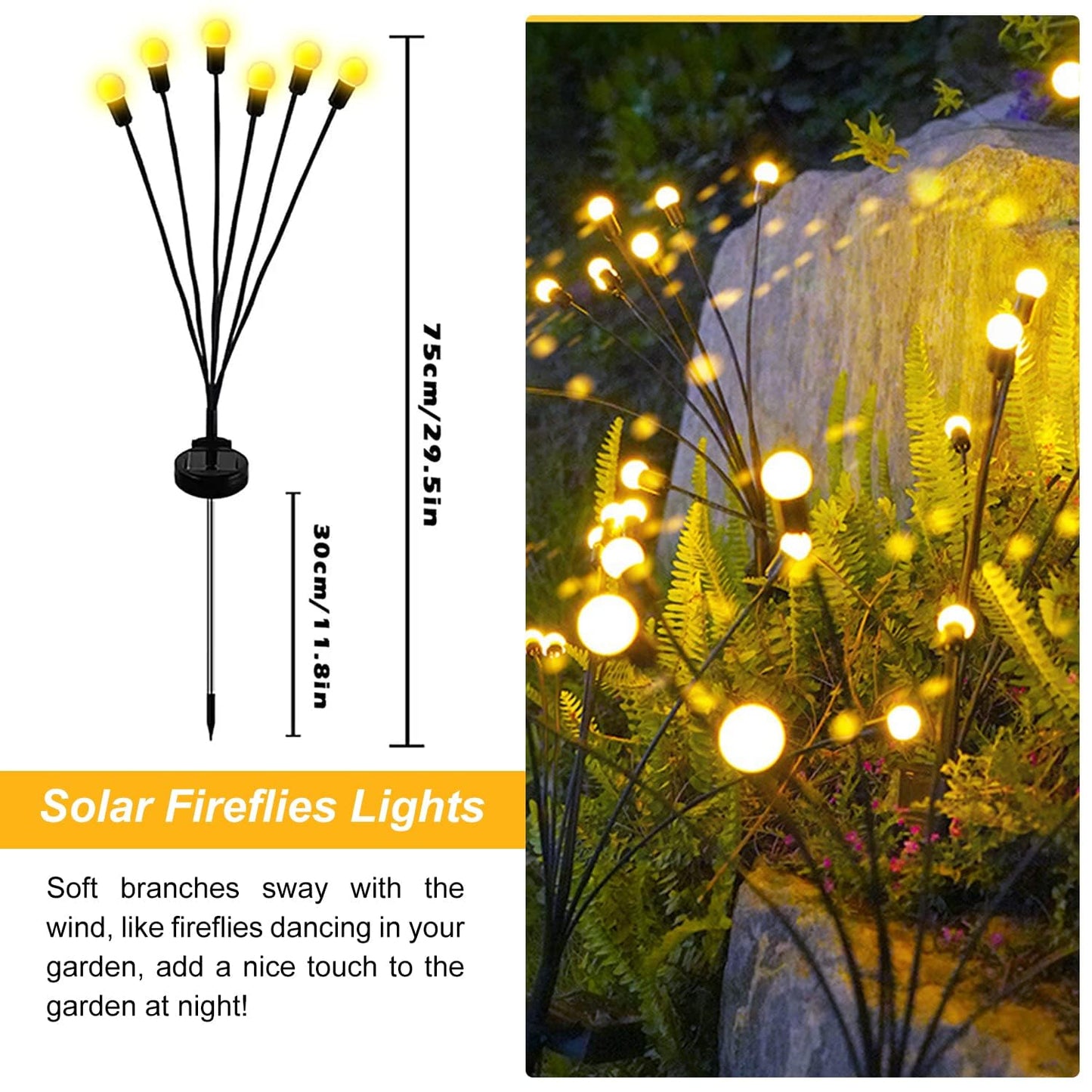 AAOVEFOX Solar Garden Lights, 8 Pack Waterproof Outdoor Swaying Lights for Patio, Garden, Pathway Decoration