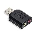 Syba external USB Stereo Sound Adapter for Windows, Mac, Linux Extra Audio Source with 3.5mm Audio Mic Jack C-Media Chipset