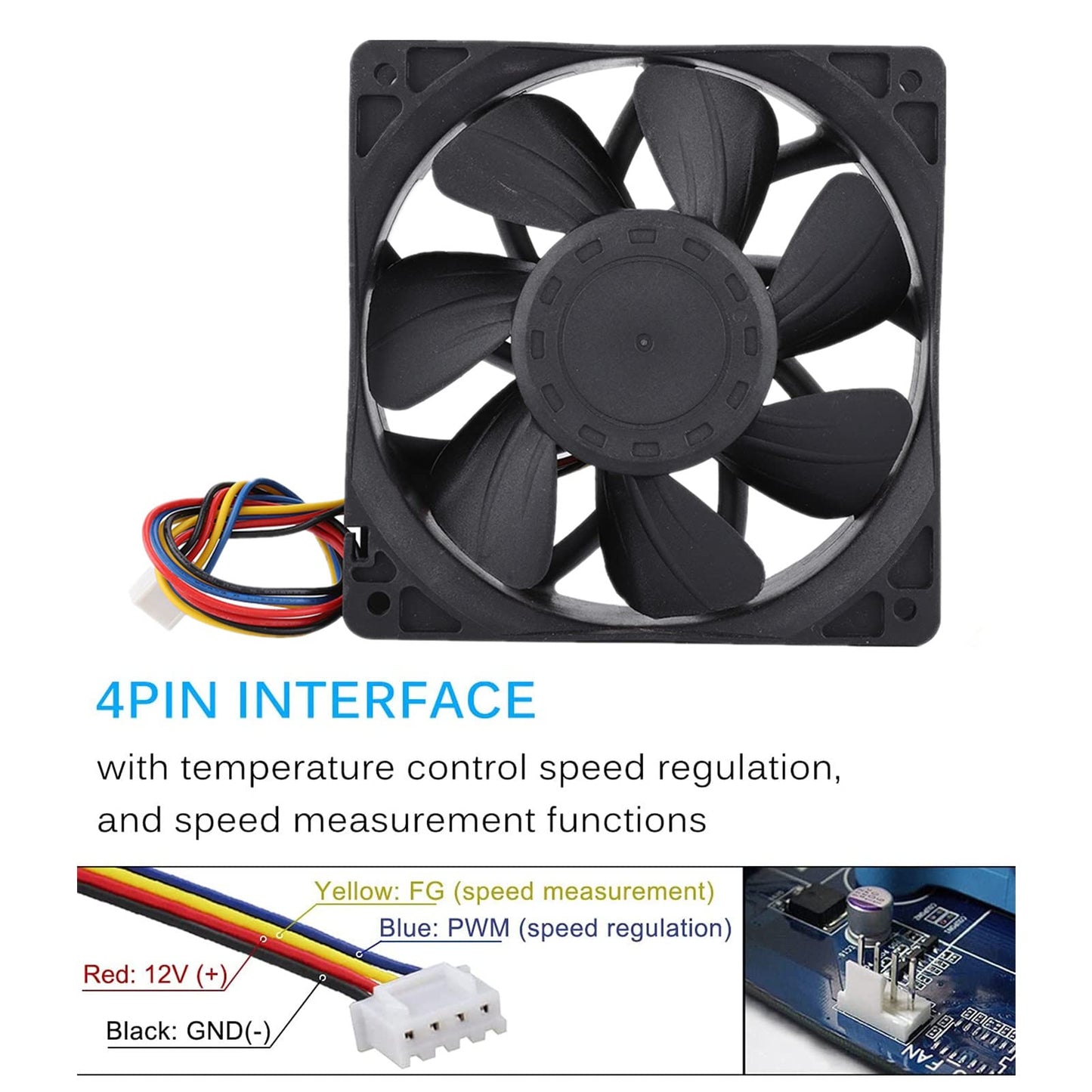 4-Pin Premium Quiet Cooling Fan,12V 1.5A Ball Bearings Dc Cooling Fan,PWM Heavy Duty Cooling Fan - 4500 RPM - 200CFM - 120mm