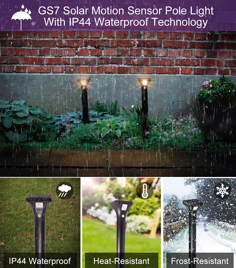 AURAXY LED Solar Powered Motion Sensor Pathway Lights, Battery Powered Outdoor Waterproof Motion Detector Walkway Light, Use for Your House's Yard