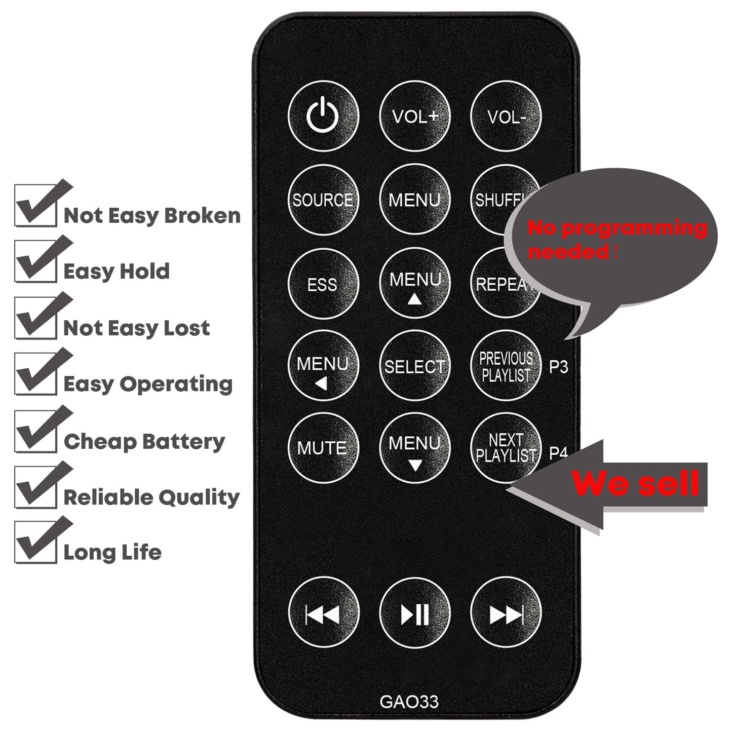 Replacement Remote Control for Altec Lansing Speaker Docks Inmotion iMT520 & iMT620