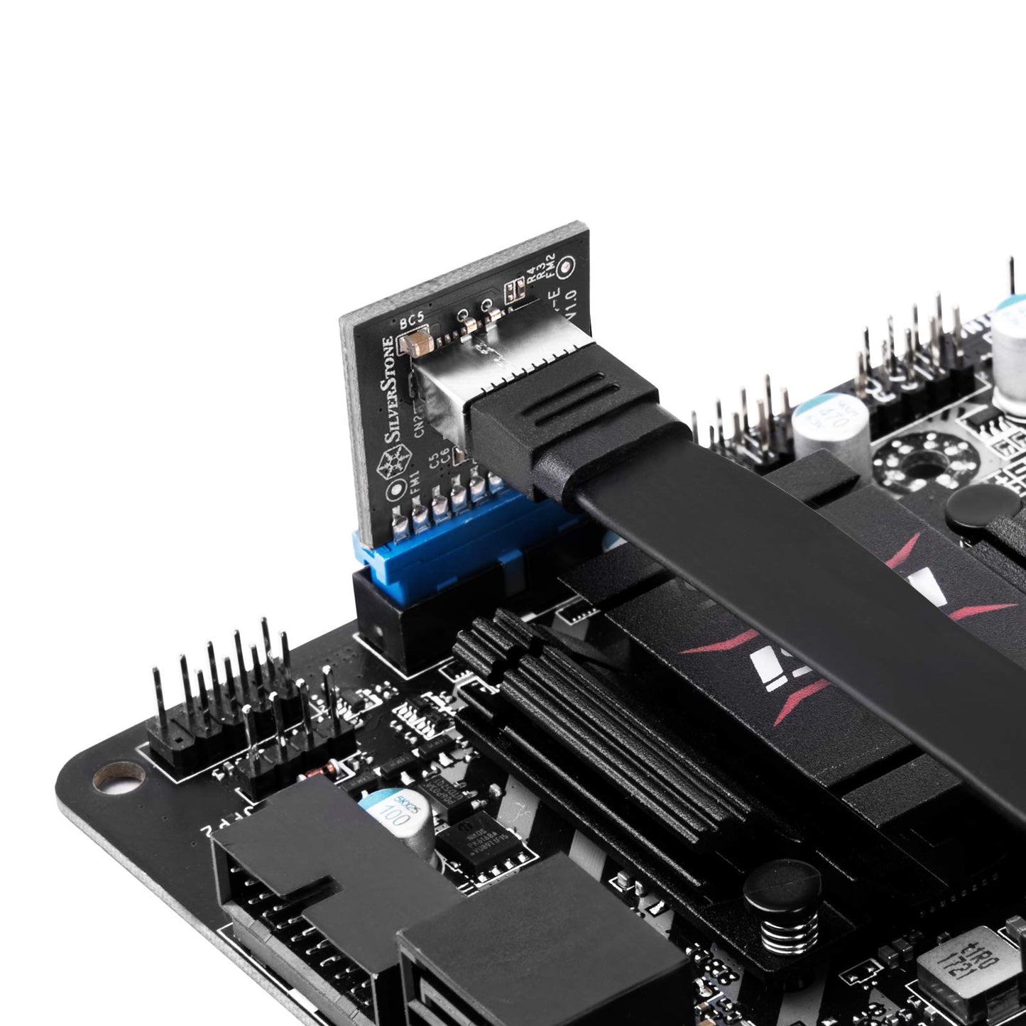 Silverstone CP14-E, USB 3.0 Internal 19 Pin Header to USB 3.1/3.2 Type-C (20 Pin) Key A Adapter Card for USB Type-C Port, SST-CP14-E