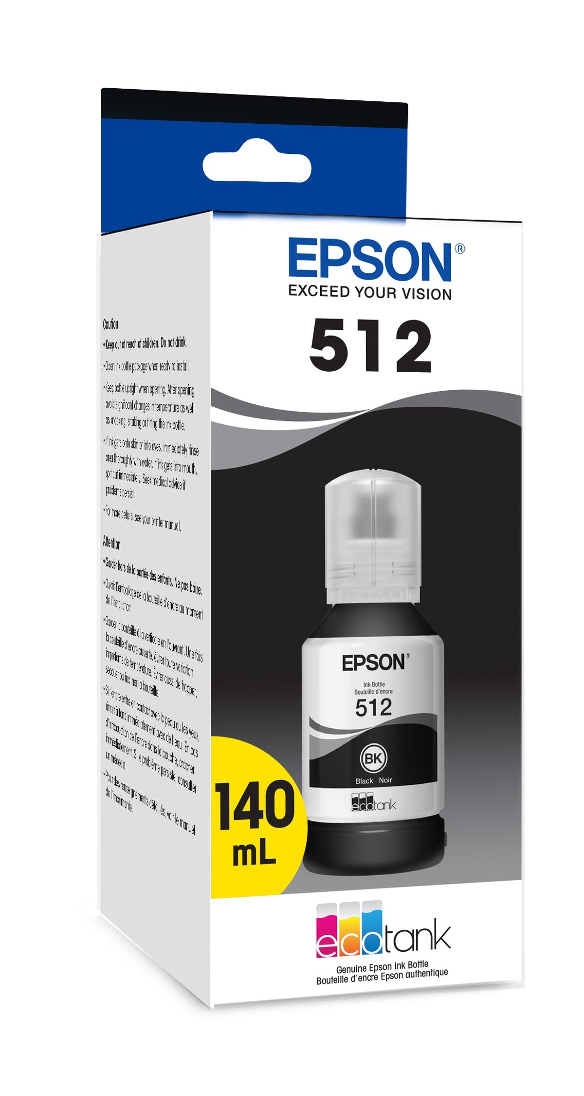 EPSON 512 EcoTank Ink Ultra-high Capacity Bottle Black (T512020-S) Works with ET-7700, 7750