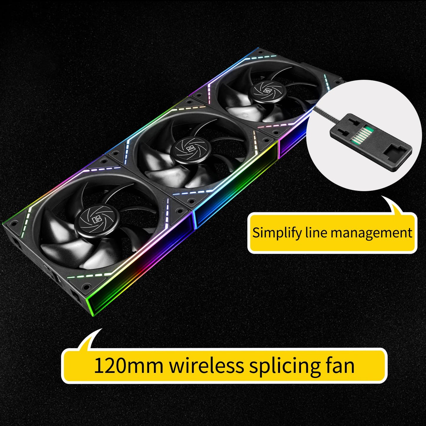 Thermalright TL-M12Q X3 Case Fan-120mm Quiet,PWM Function,Infinity Mirror ARGB Lighting Effects,Wireless Splicing Building Block CPU Fan,New Power