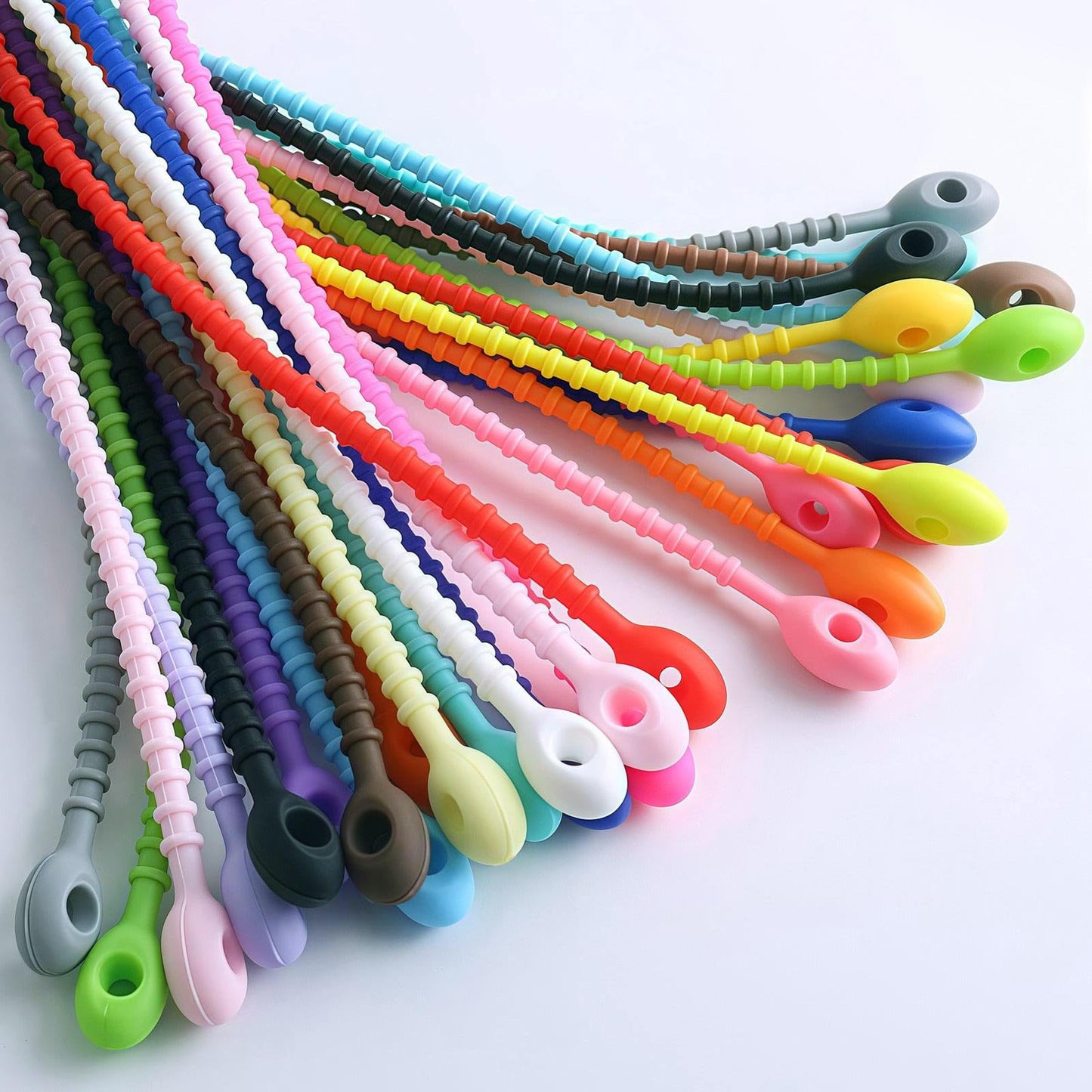 Silicone Zip Ties,Silicone Ties Clips,Reusable Rubber Zip Ties for Cord&Cable, Multi Purpose Twist Ties, Food Sealing Tie, Cable Strap Cord Organizer